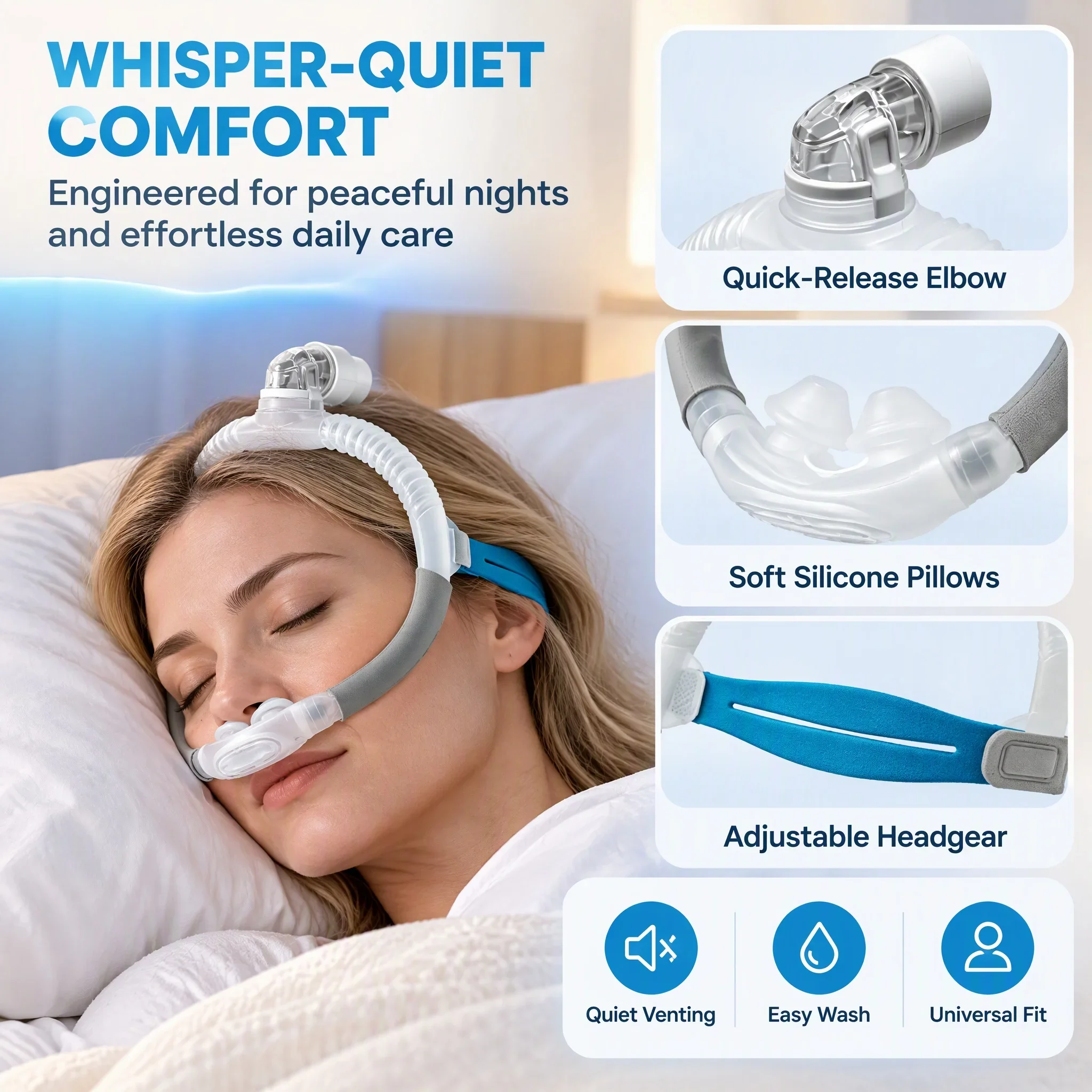 CPAP용 코받침 마스크 및 헤드기어 스트랩 프레임,  - Cpap Nasal Pillow Mask Headgear 리뷰 및 가격