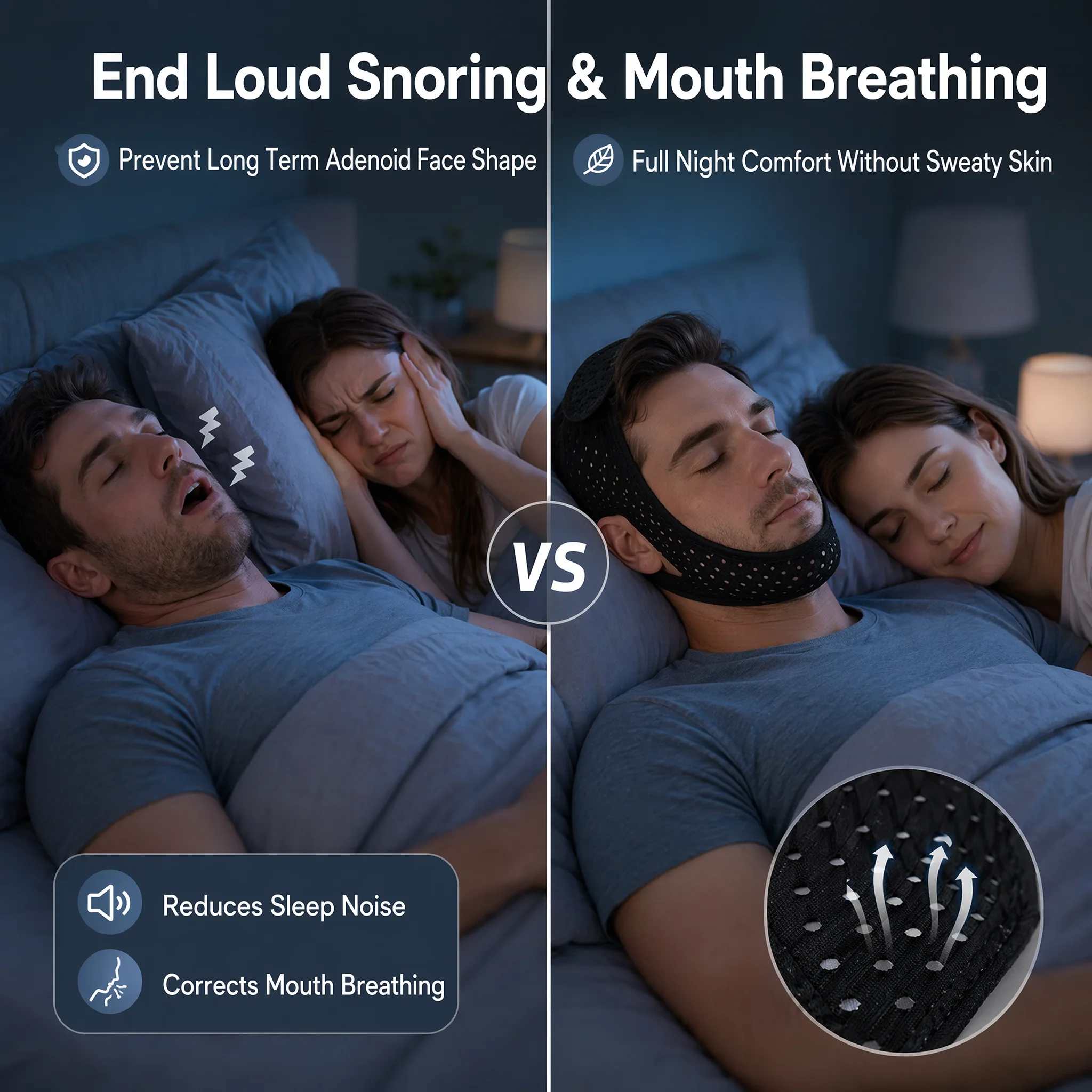 통기성 허니콤 메쉬 코골이 방지 스트랩 입호흡 교정기  - Anti Snore Chin Strap Adjustable 리뷰 및 가격